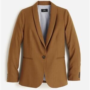 J CREW tan brown single button Parke Italian wool flannel camel blazer jacket